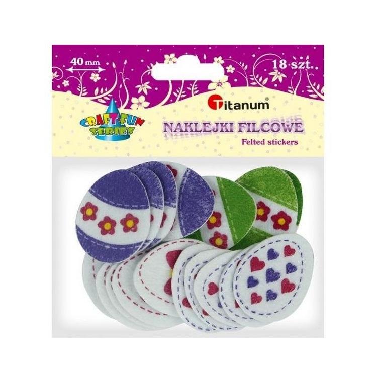 Naklejki filcowe Pisanki 34x40mm mix 18szt