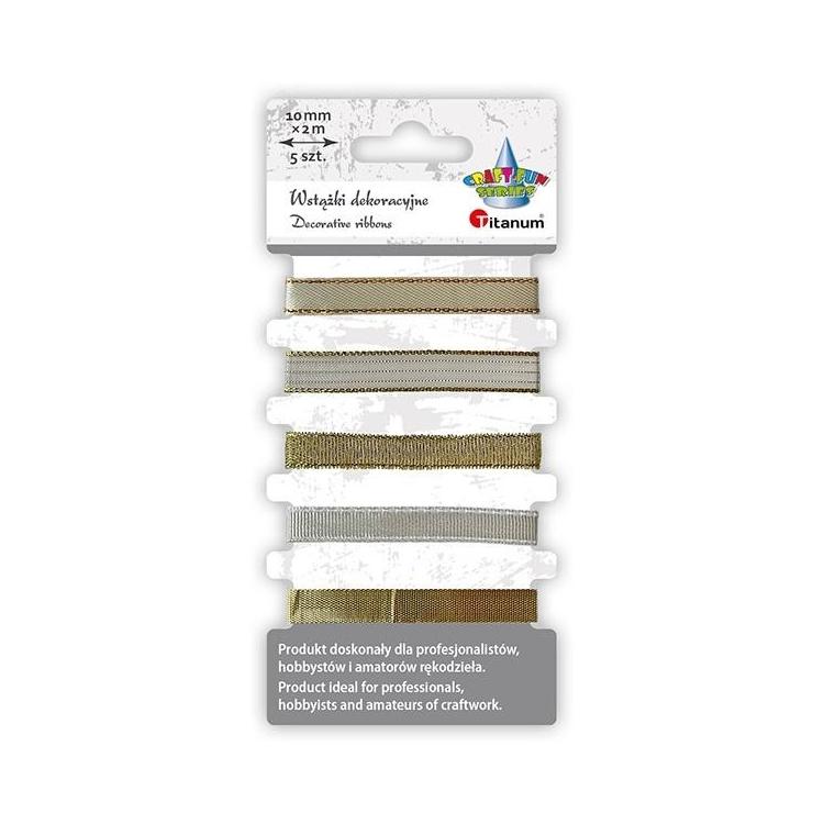 Wstążki 10mm 5x2m złote
