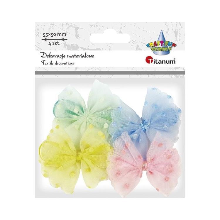 Aplikacje materiałowe kokardki 55x50mm 4szt