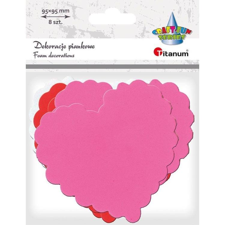 Dekoracje piankowe serca z falbanką mix 8szt