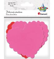 Dekoracje piankowe serca z falbanką mix 8szt