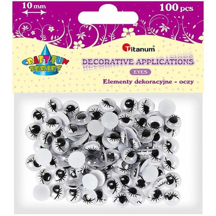 Oczy bez kleju z rzęsami 10mm 100szt