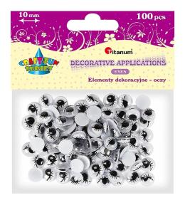 Oczy bez kleju z rzęsami 10mm 100szt