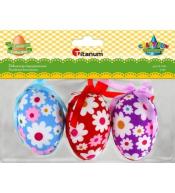 Jajka styropianowe 45x70mm w kwiaty 3szt mix