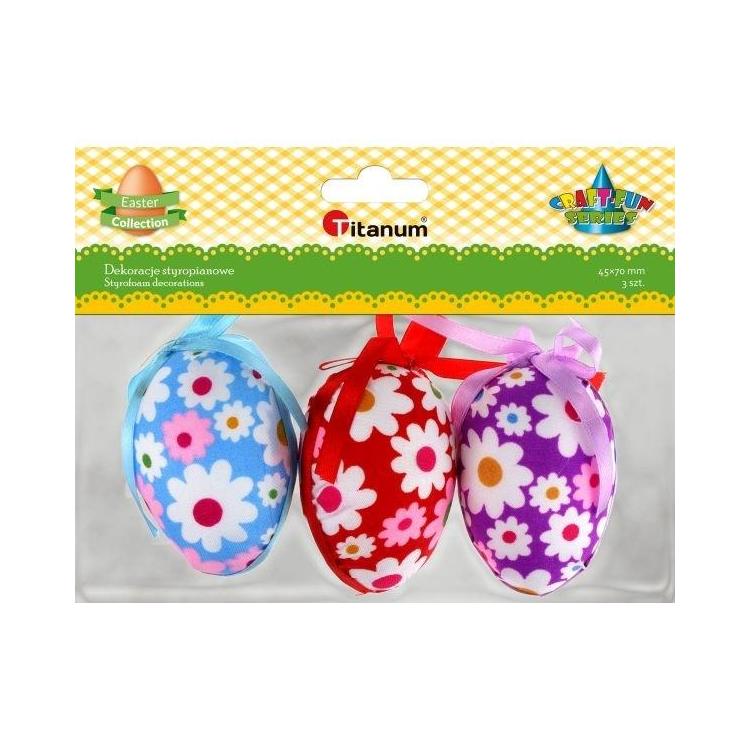 Jajka styropianowe 45x70mm w kwiaty 3szt mix