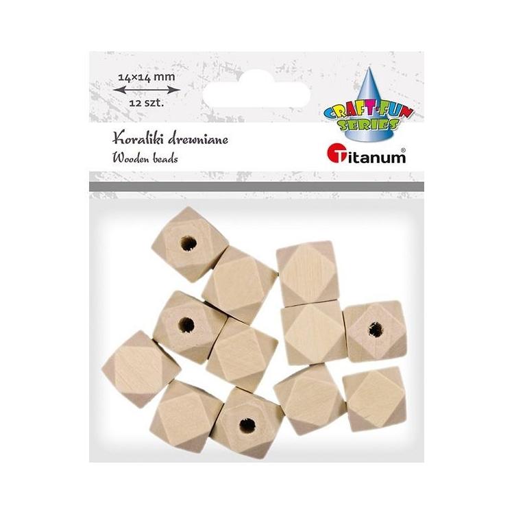 Koraliki drewniane kostki ścięte 12szt