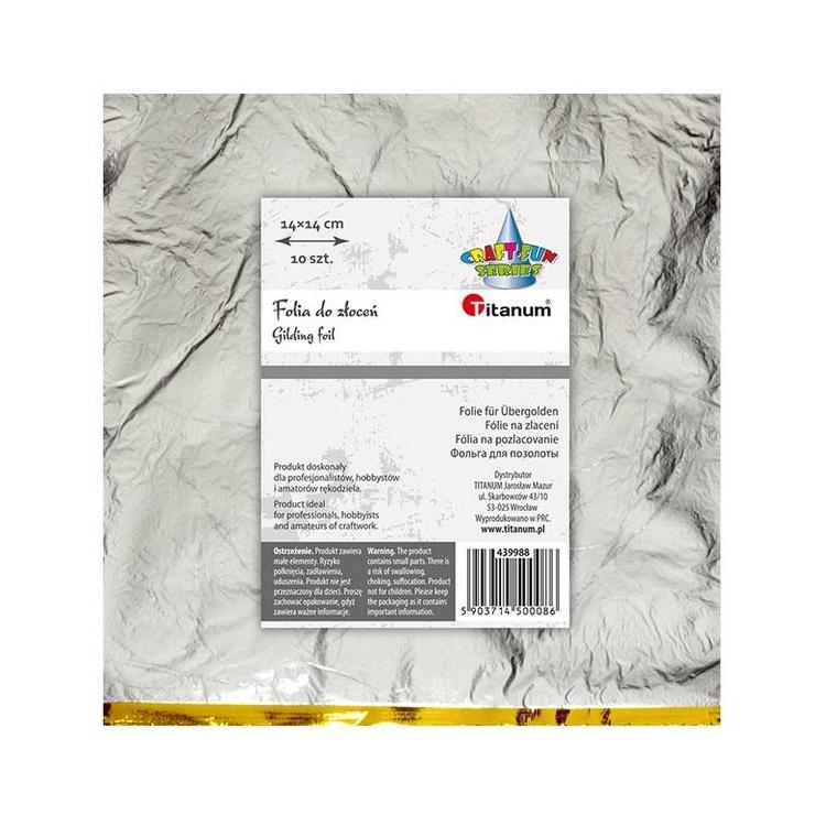 Folia do złoceń srebrna arkusz 14x14cm 10szt