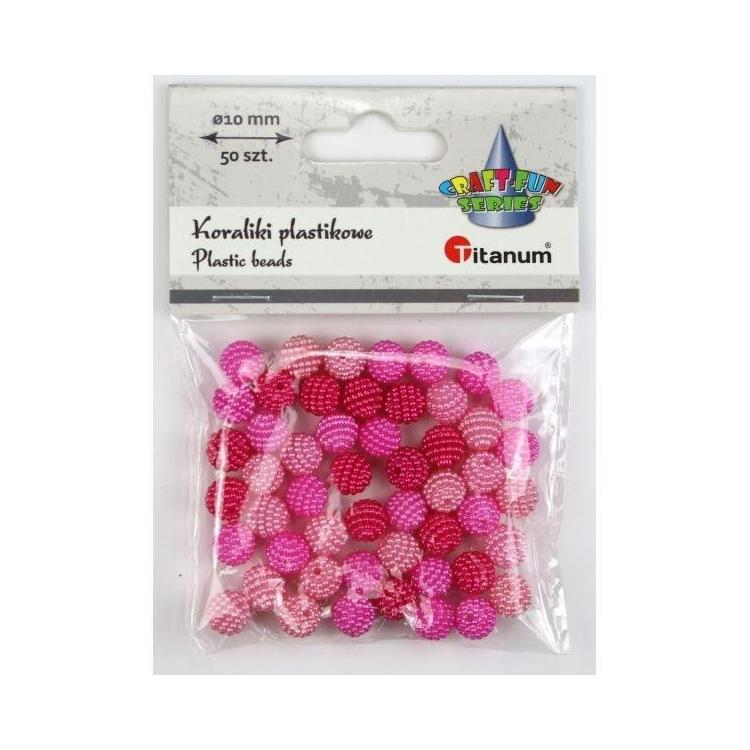 Koraliki plastikowe 10mm różowe 50szt