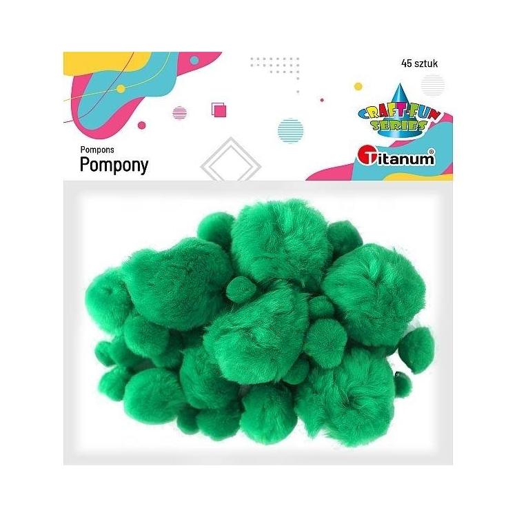 Pompony akrylowe zielone 45szt