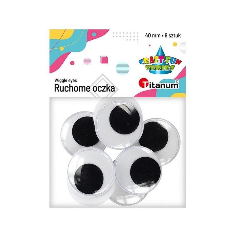 Oczy bez kleju i rzęs 40mm 8szt