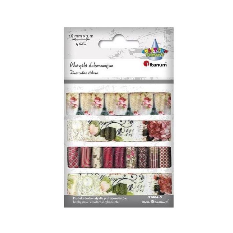 Wstążki rypsowe 16mm x 1m mix 4szt