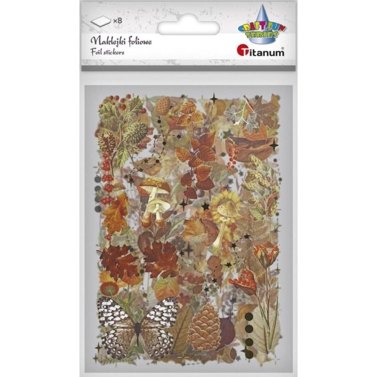 Naklejki foliowe 8 plansz liście, grzyby, szyszki