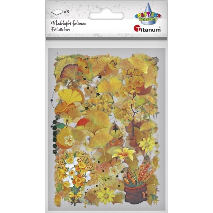 Naklejki foliowe 8 plansz liście, kwiaty, kosze
