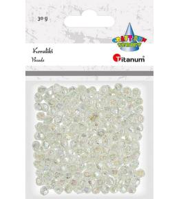 Koraliki plastikowe fasetowane 30g białe
