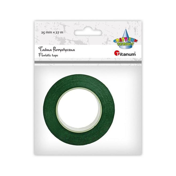 Taśma florystyczna 25mm 27m ciemnozielona