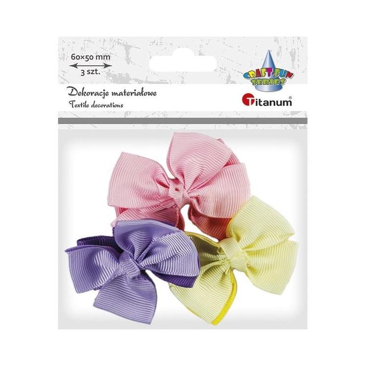 Aplikacje materiałowe kokardki 60x50mm 3szt