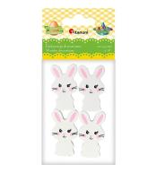Drewniane zające białe 25x43mm 4szt