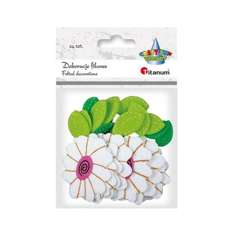 Naklejki filcowe 3D kwiatki, listki mix 24szt