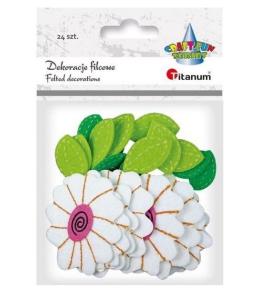 Naklejki filcowe 3D kwiatki, listki mix 24szt
