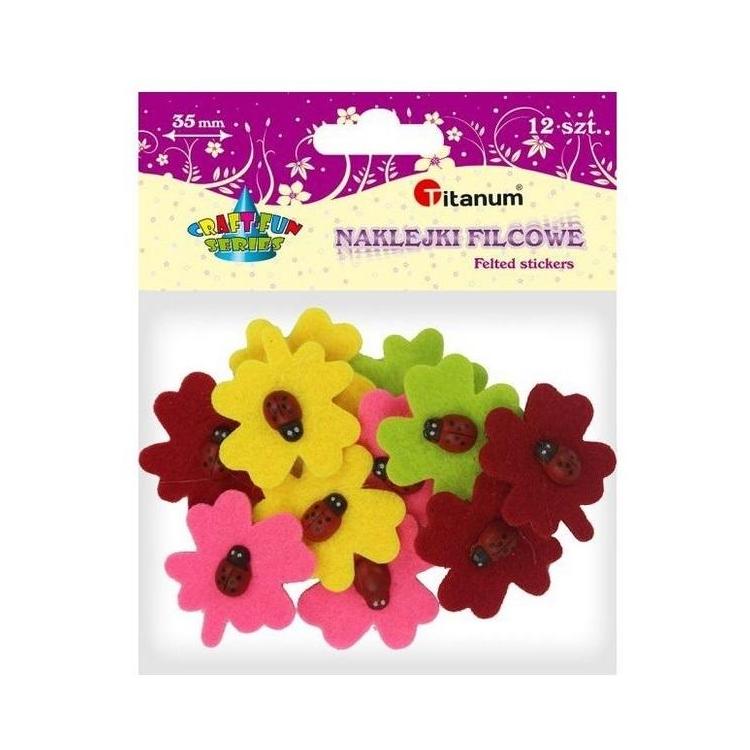 Naklejki filcowe 3D koniczyna mix 12 szt