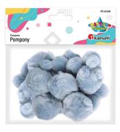 Pompony akrylowe szare mix rozmiarów 45szt