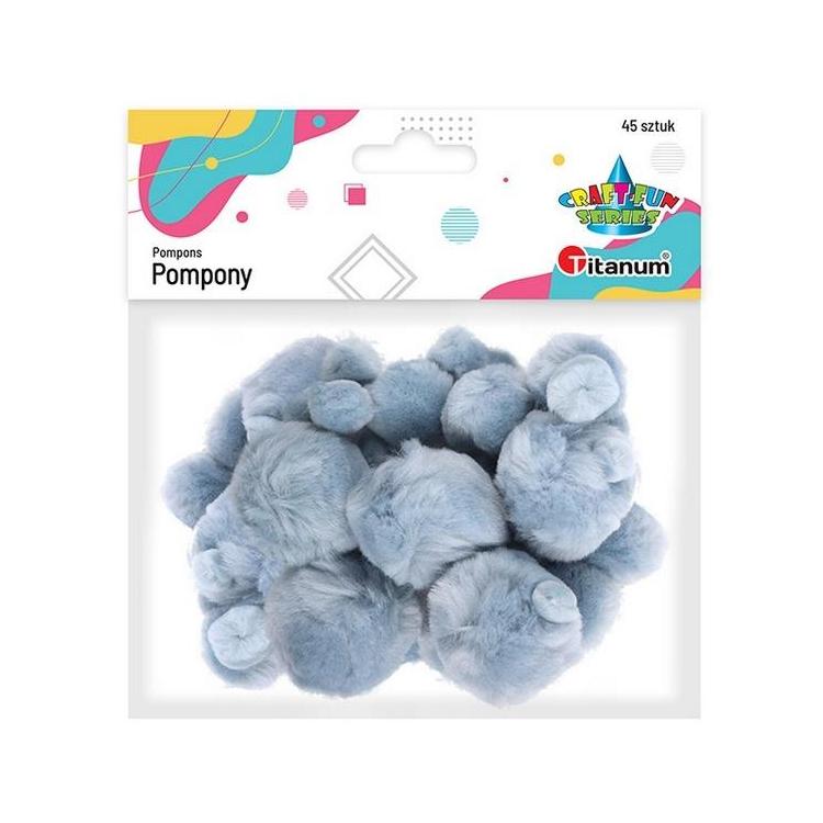 Pompony akrylowe szare mix rozmiarów 45szt