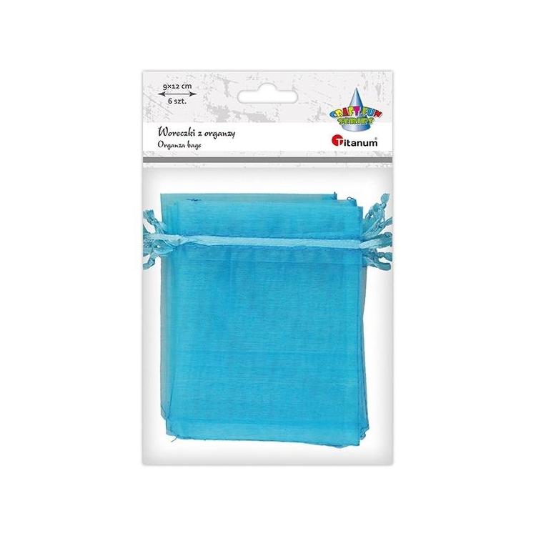 Woreczki z organzy turkusowe 9x12cm 6szt