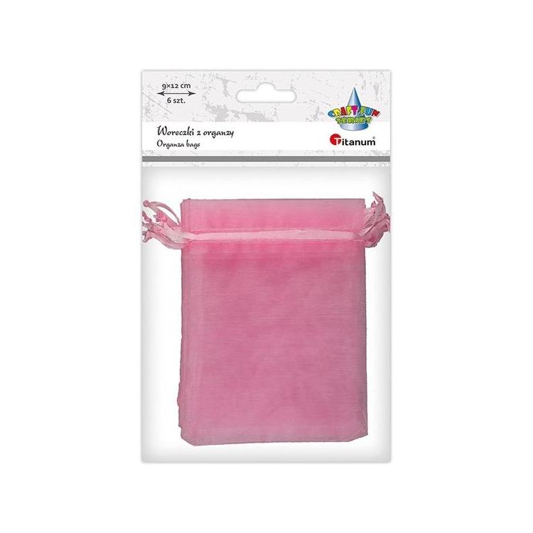 Woreczki z organzy różowe 9x12cm 6szt