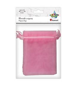 Woreczki z organzy różowe 9x12cm 6szt