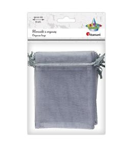 Woreczki z organzy szare 9x12cm 6szt