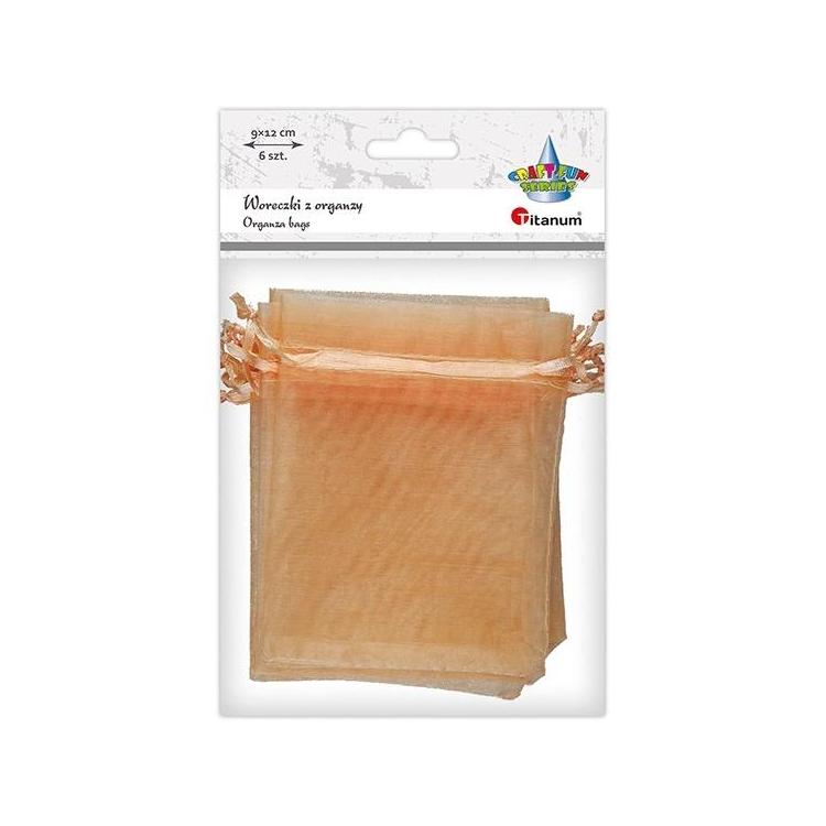 Woreczki z organzy łososiowe 9x12cm 6szt