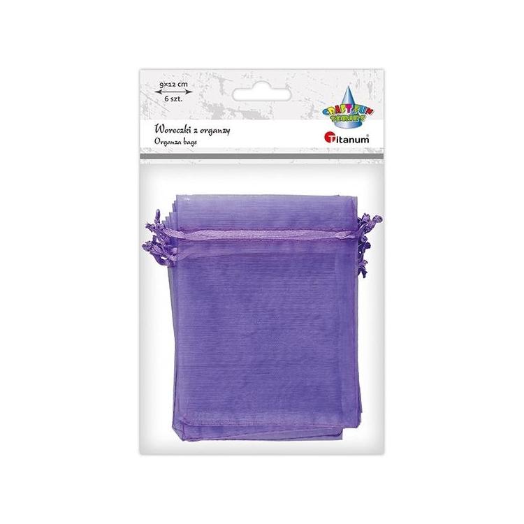 Woreczki z organzy wrzosowe 9x12cm 6szt