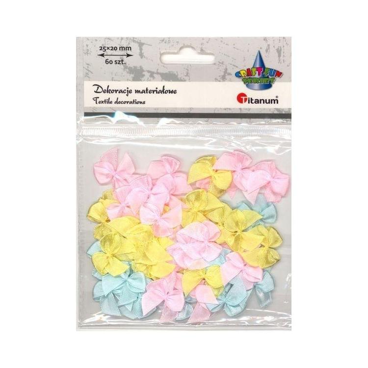 Kokardki satynowe pastelowe 25x20mm 60szt