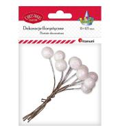 Drucik z kulką 15mm białą brokatową 10szt