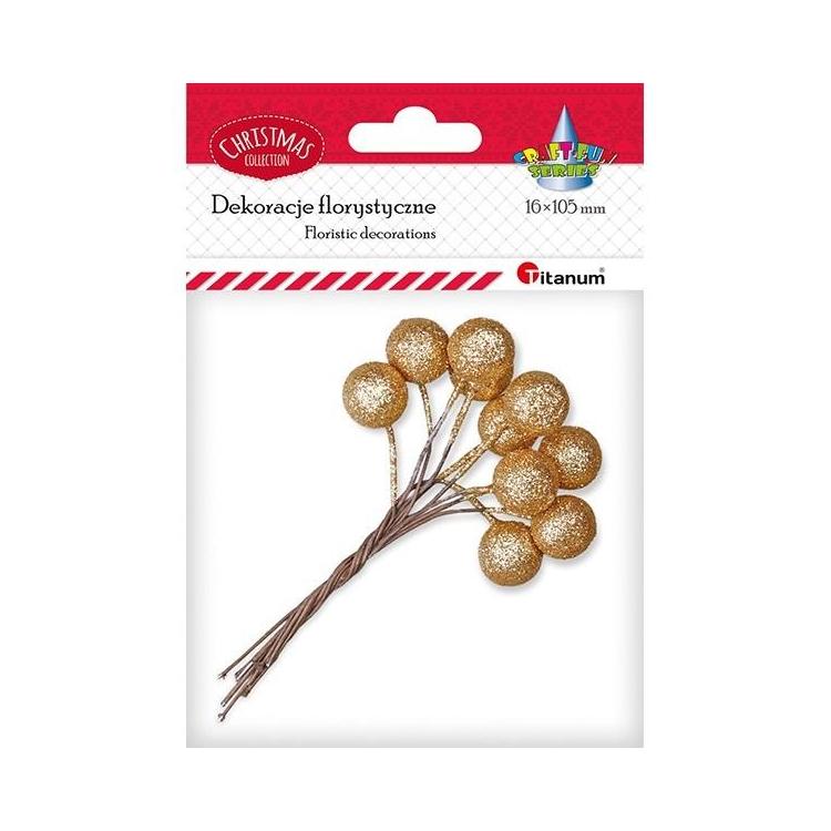 Drucik z kulką 15mm złotą brokatową 10szt