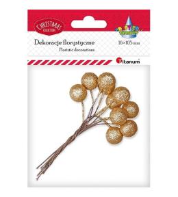 Drucik z kulką 15mm złotą brokatową 10szt