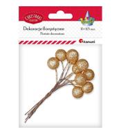 Drucik z kulką 15mm złotą brokatową 10szt