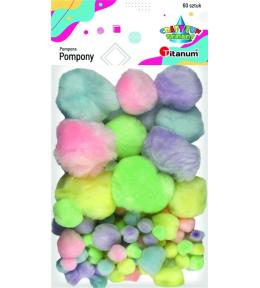 Pompony akrylowe mix kolorów pastelowych 60szt