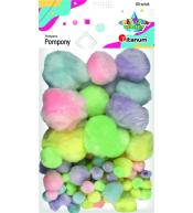 Pompony akrylowe mix kolorów pastelowych 60szt