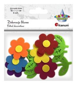 Filcowe kwiaty 3D 55x100mm mix 6szt