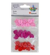 Guziki drewniane serca w kropki mix 36szt