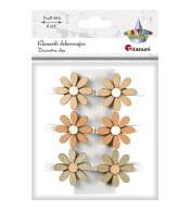 Ozdoba drewniana Klamerki kwiatki 6szt