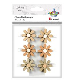 Ozdoba drewniana Klamerki kwiatki 6szt