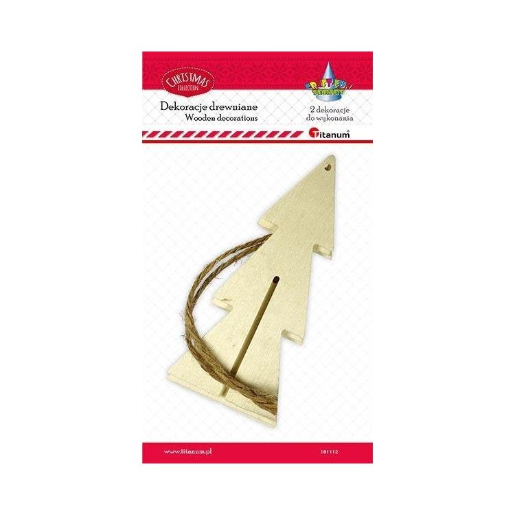 Drewniane zawieszki 3D choinki 2szt