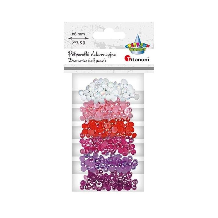 Koraliki plastikowe połówki kuli 6 kolorów 3,5g