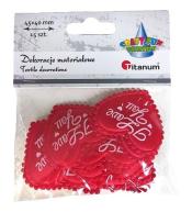 Ozdoba materiałowa serca I Love You czerwone 15szt