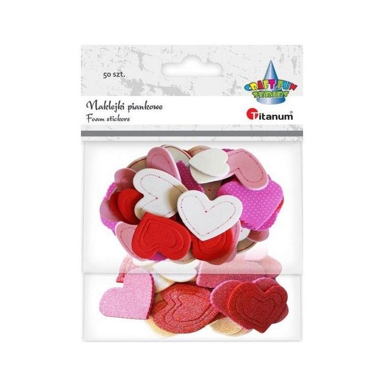 Naklejki piankowe serca mix kolorów 50szt