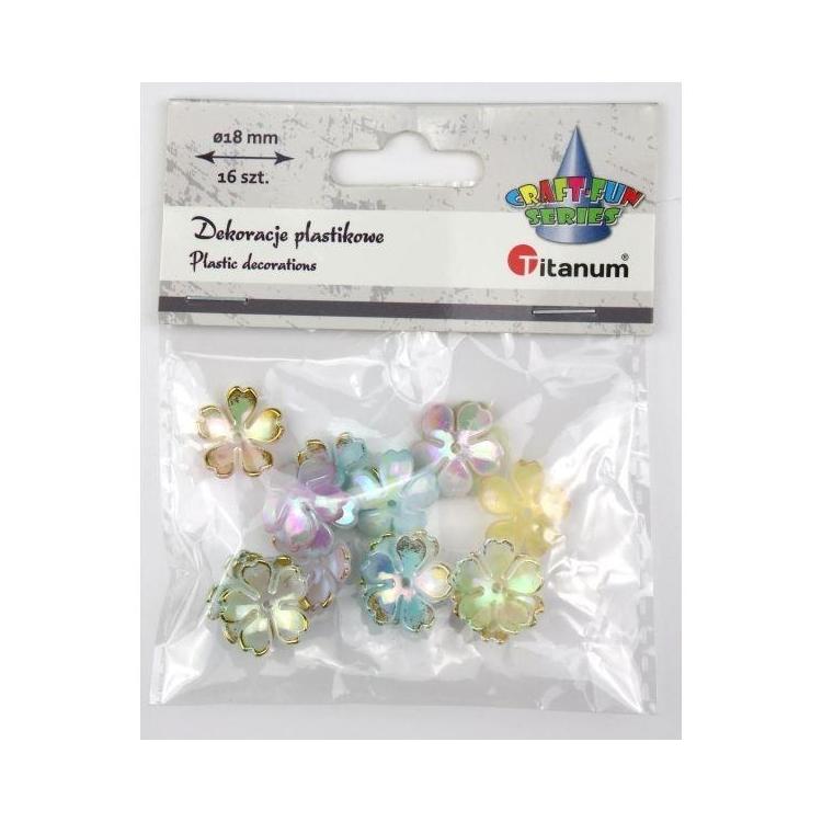 Koraliki plastikowe kwiatki 18mm 16szt