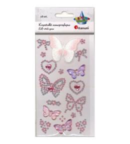Kryształki samoprzylepne motyle różowe 18szt