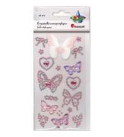 Kryształki samoprzylepne motyle różowe 18szt